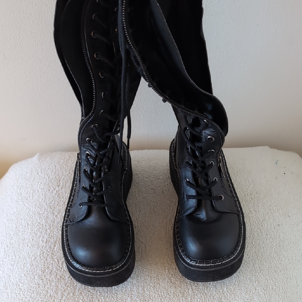 Women's Black Lace-Up Boots
